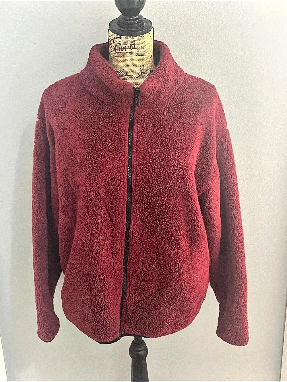 Pink Victorias Secret Women's Burgundy Full-Zip Teddy Jacket